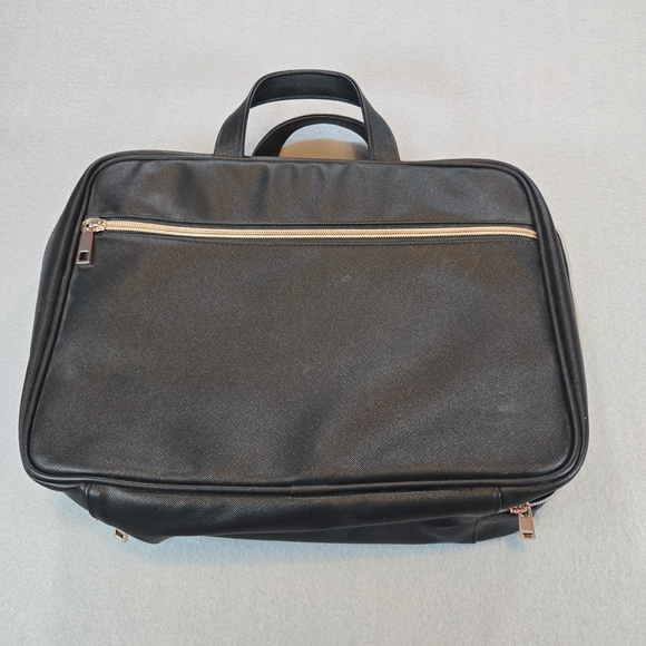 Black Hanging Travel Makeup Bag Large Cosmetic Organizer Case Clear Zip Pockets - Picture 9 of 12